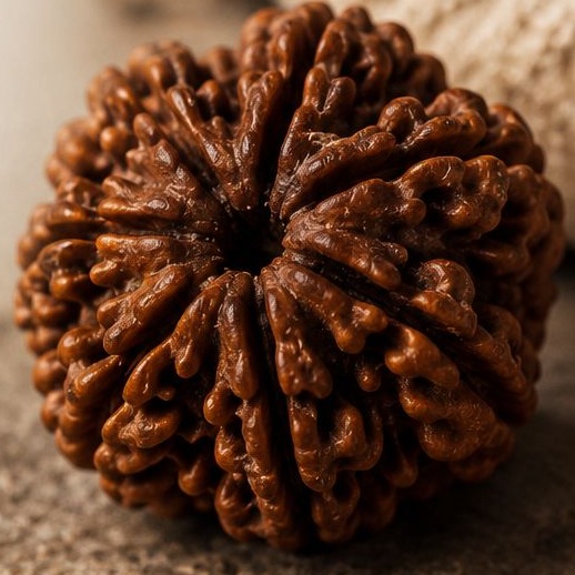 Rudraksha resting on stone